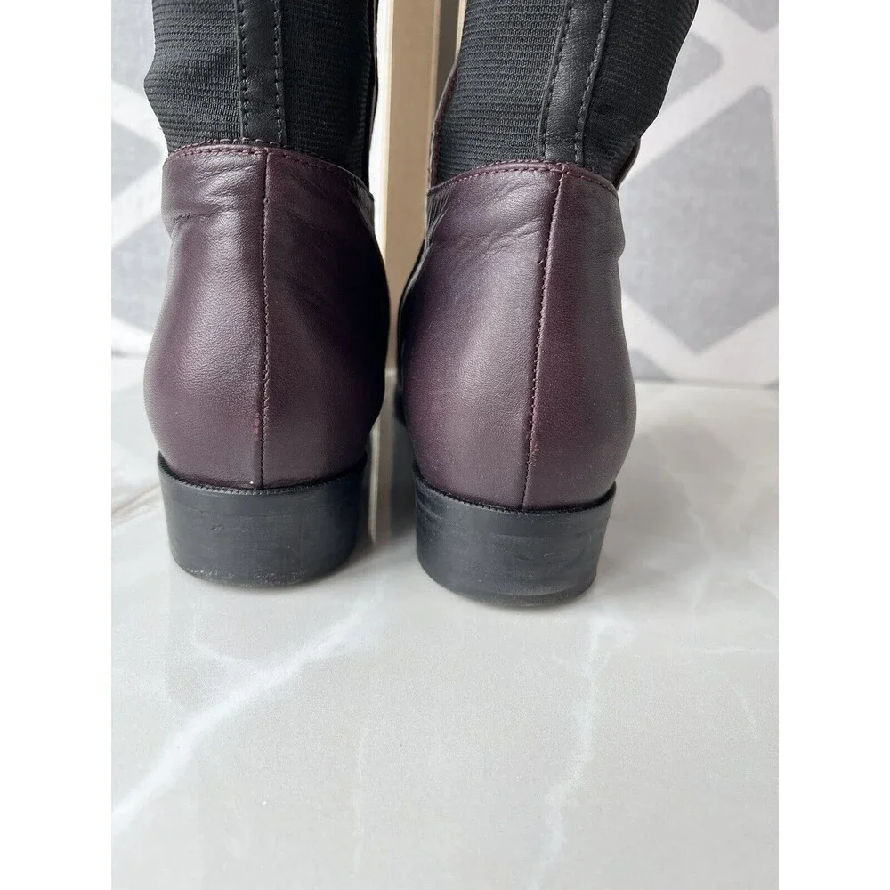 L.K. Bennett Joanne Low Heel Leather Over the Knee Boots Zip Sz 38.5 Us 8 Italy